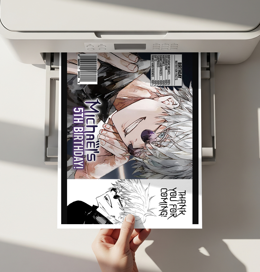 Gojo Satoru Chip Bag Printable, Jujutsu Kaisen Birthday Party Favor, Anime Chip Bag, Digital Download - Image 2