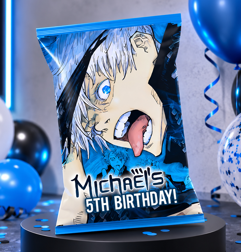 Anime Chip Bag Printable, Jujutsu Kaisen Birthday Party Favor, Gojo Anime Party Decorations, Digital Download - Image 2