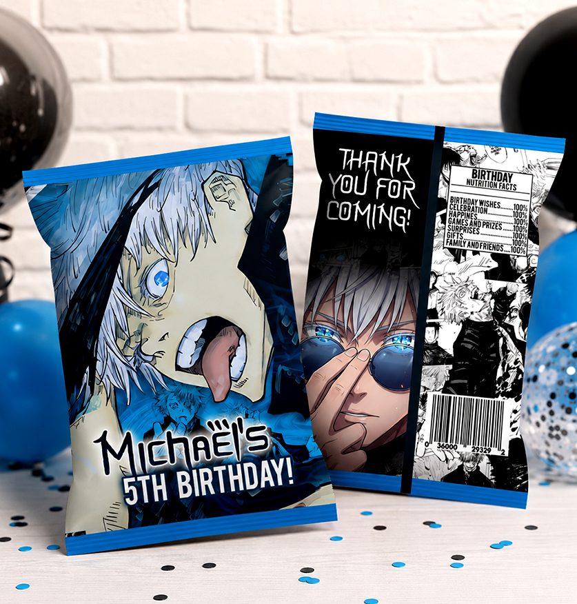 Anime Chip Bag Printable, Jujutsu Kaisen Birthday Party Favor, Gojo Anime Party Decorations, Digital Download