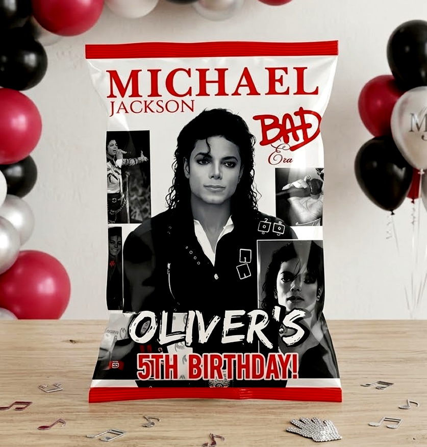 Michael Jackson Chip Bag Printable, MJ Birthday Party Favors, Music Birthday Decorations, Digital Download - Image 3