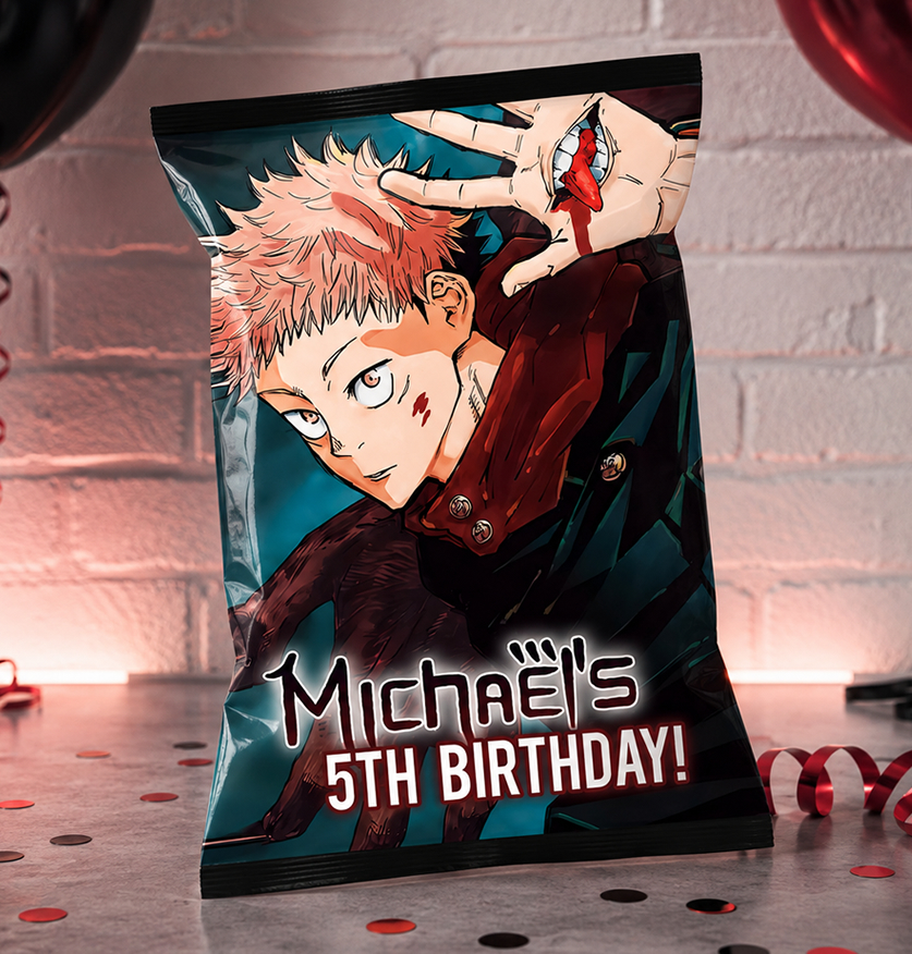 Jujutsu Kaisen Chip Bag Printable, JJK Birthday Party Favors, Anime Birthday Decorations, Digital Download - Image 2