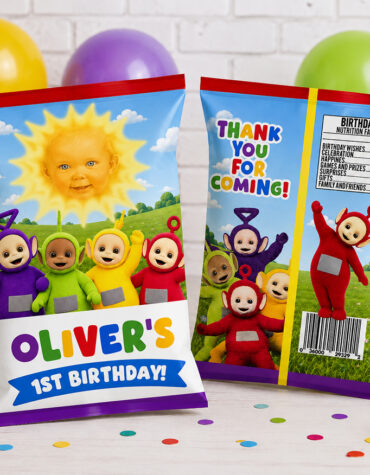 Teletubbies Chip Bag – Personalized Birthday Party Favor – Printable Custom Chip Bag Wrapper – Kids Party Decorations