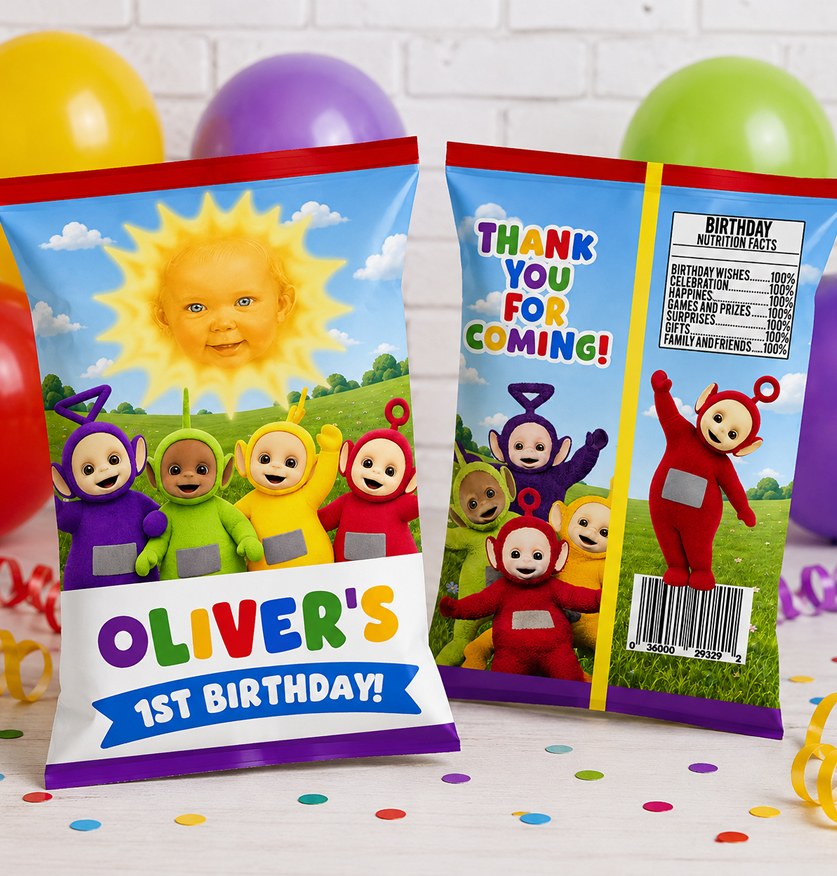 Teletubbies Chip Bag β Personalized Birthday Party Favor β Printable Custom Chip Bag Wrapper β Kids Party Decorations