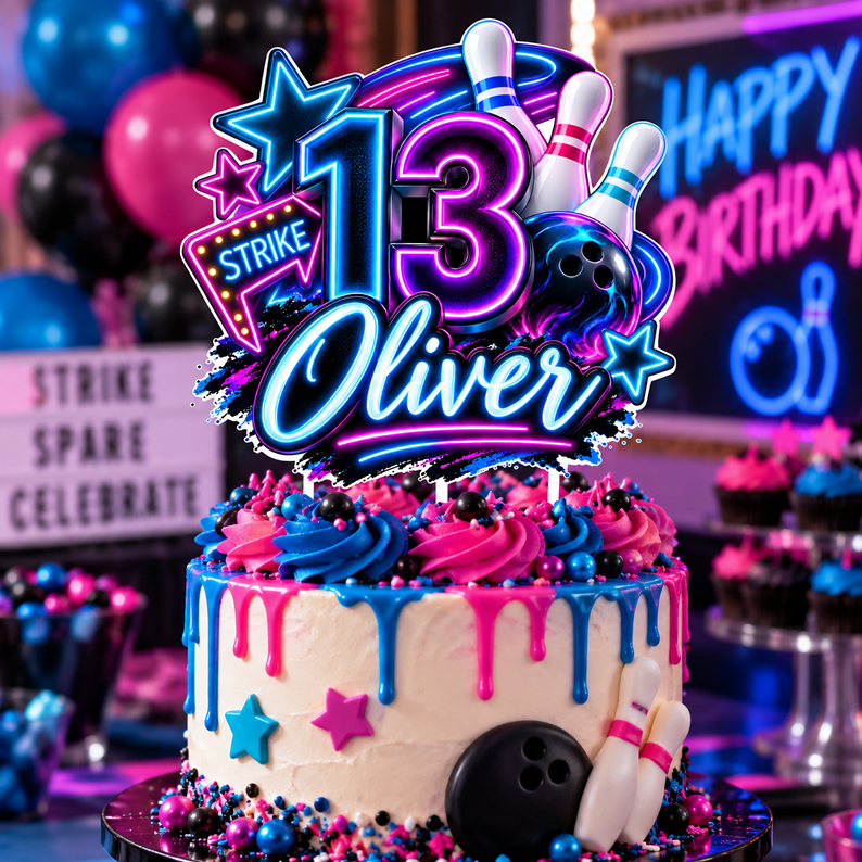 Bowling Birthday Cake Topper