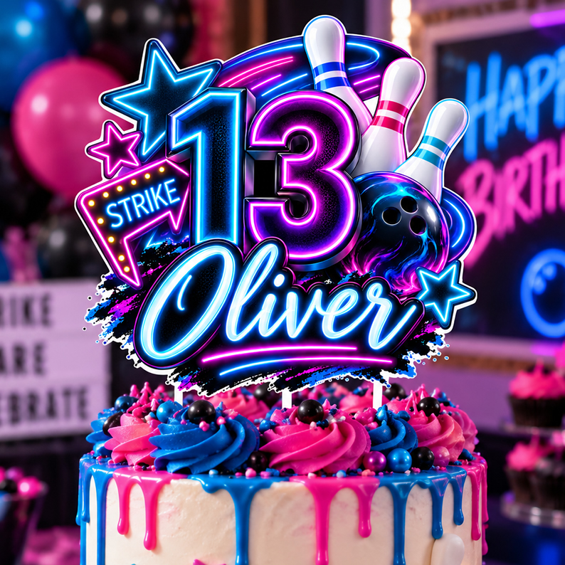 Bowling Birthday Cake Topper