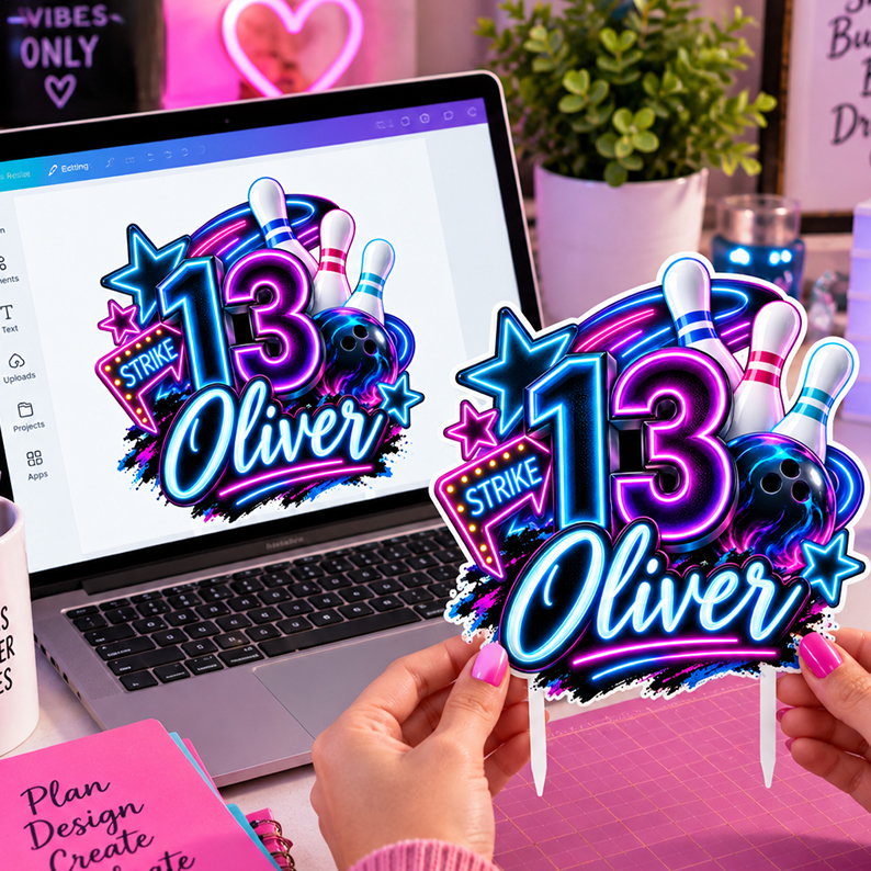 Bowling Birthday Cake Topper