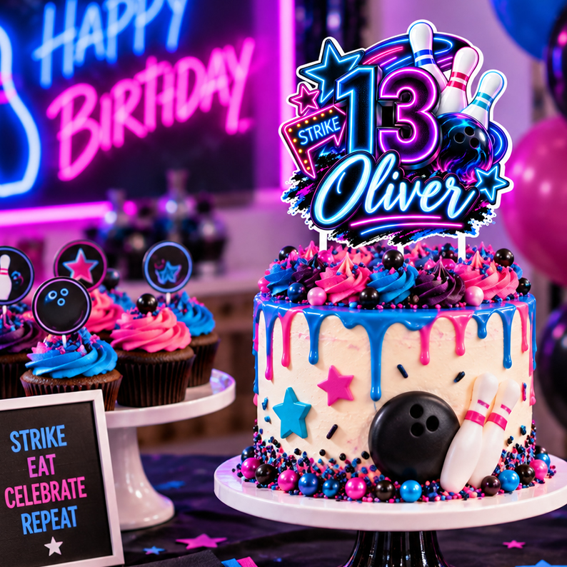 Bowling Birthday Cake Topper