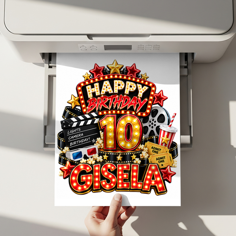 Movie Night Birthday Cake Topper