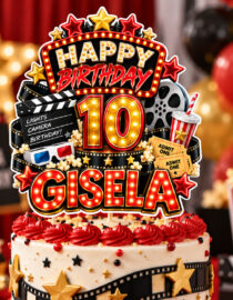 Movie Night Birthday Cake Topper