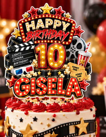 Movie Night Birthday Cake Topper