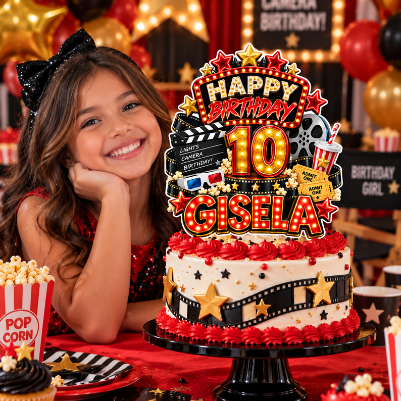 Movie Night Birthday Cake Topper