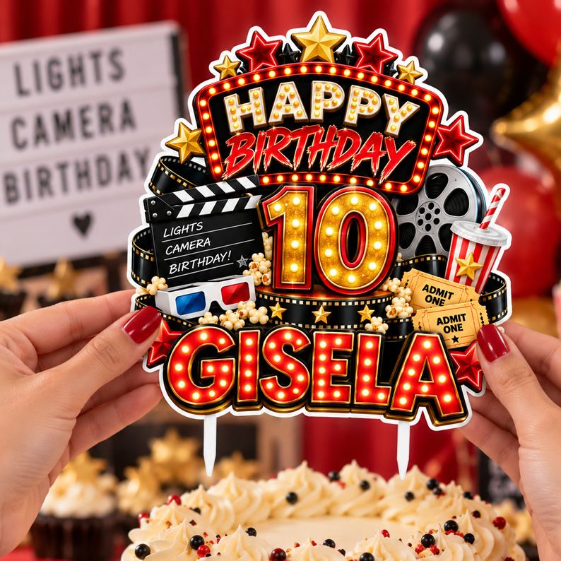 Movie Night Birthday Cake Topper