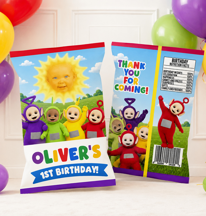Teletubbies Chip Bag β Personalized Birthday Party Favor β Printable Custom Chip Bag Wrapper β Kids Party Decorations - Image 3