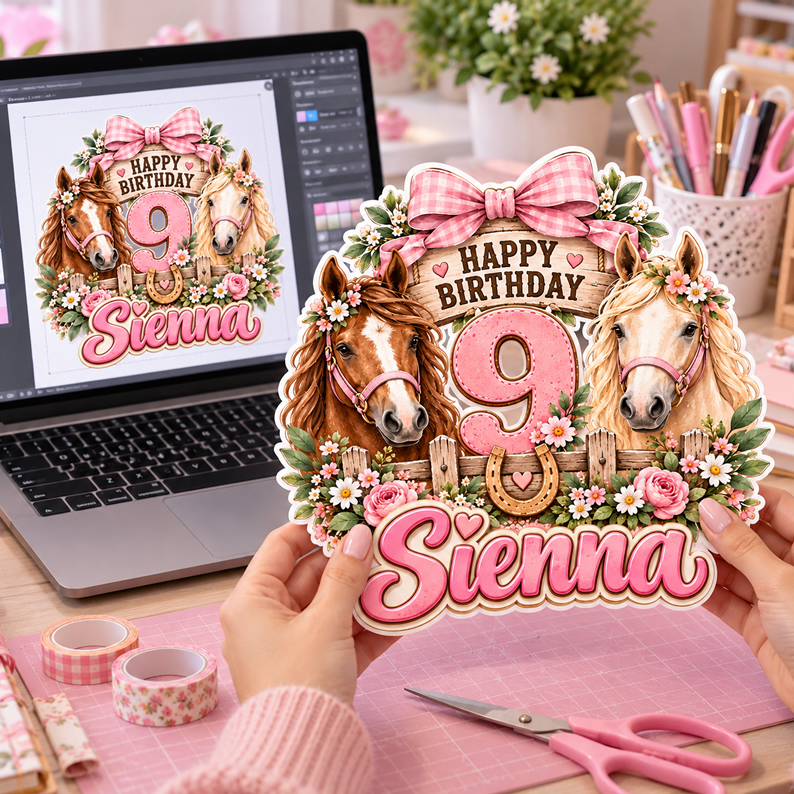 Horse Birthday Cake Topper printable